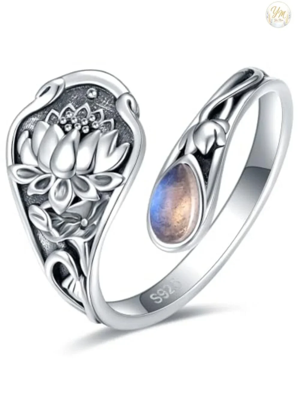 Sterling Silver Abalone Dragonfly Turquoise Spoon Ring Vintage Wrap Ring